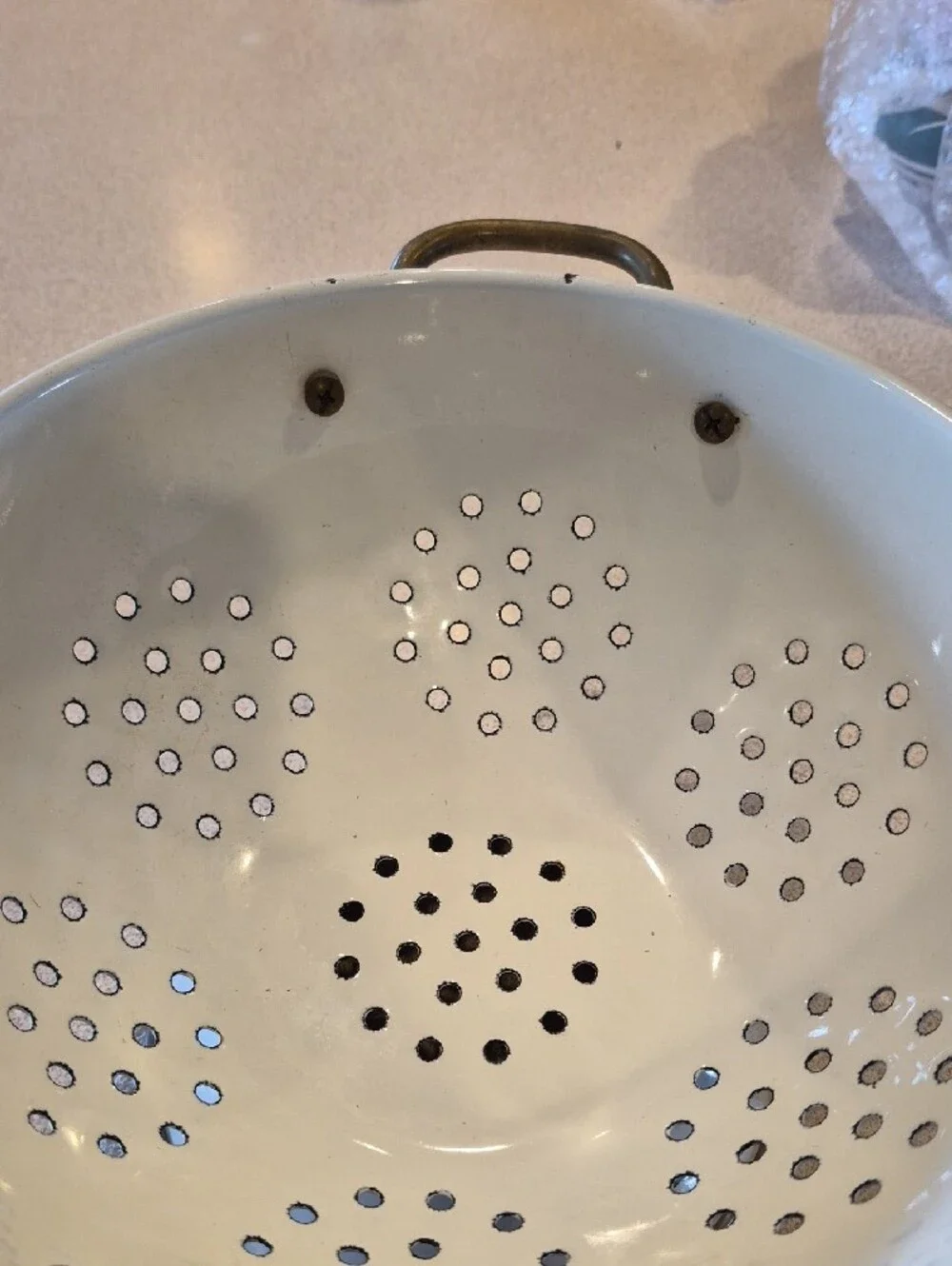 Vintage Floral Enamel Colander with Handles